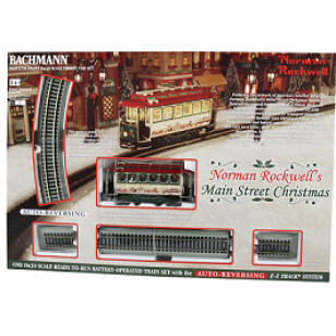 NORMAN ROCKWELL'S MAIN STREET CHRISTMAS (BATTERY OPERATED) Trolley Set